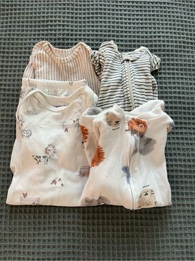 Bundle Carters Newborn Sleepers Onsie Double Zip Gown Stripes Farm Dots